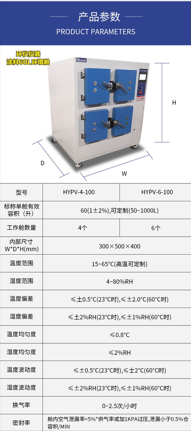 涂料60L環(huán)境測試艙技術參數(shù)(圖1)